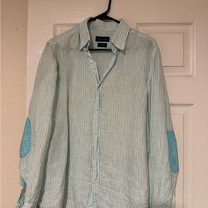 Massimo Dutti Aqua Striped Casual Shirt